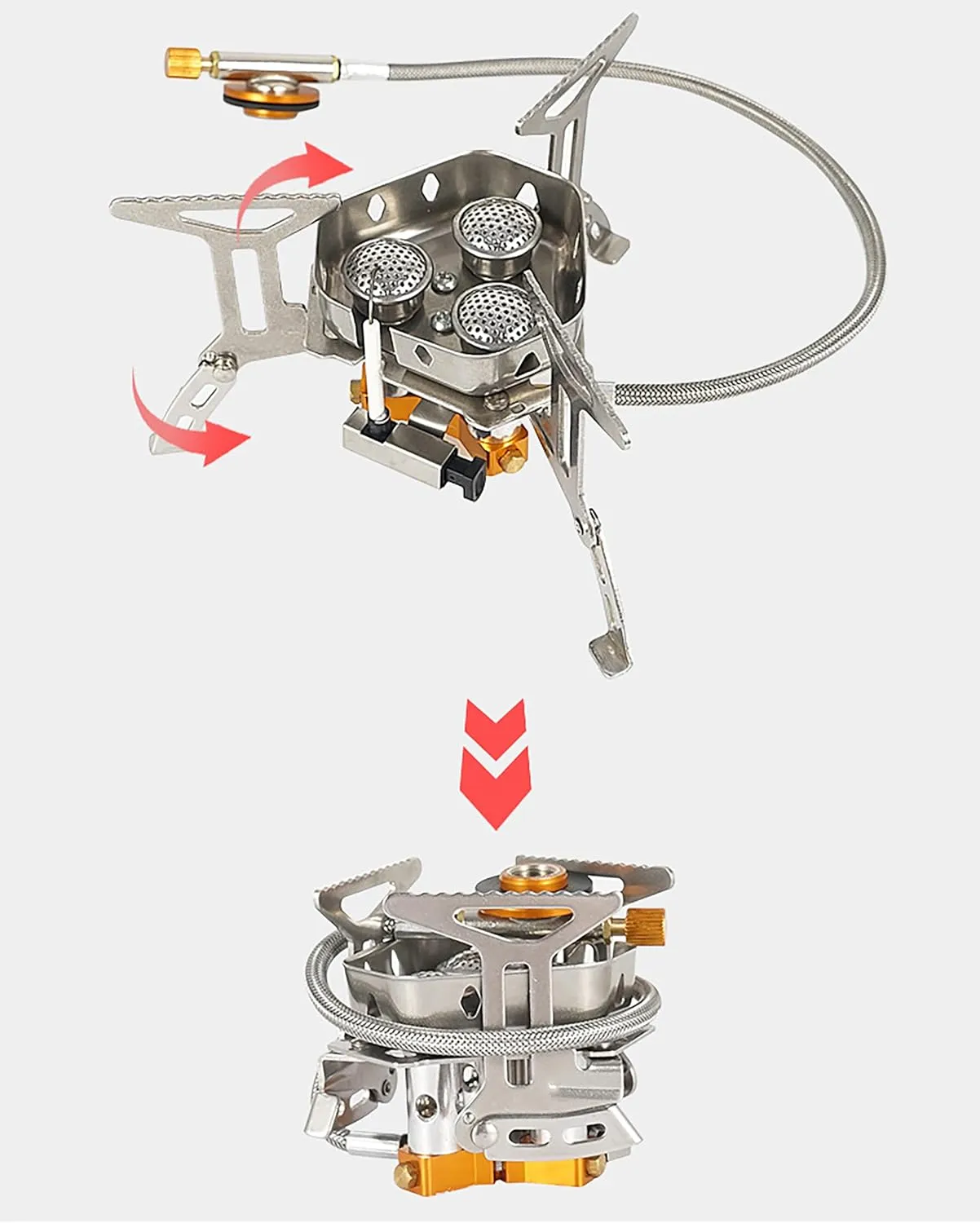Windproof Portable Backpacking Stove Burner,Piezo Ignition,Stove Adapter,Safe pipeline,High-power,Lightweight,Propane Butane Stove for Camping Hiking Picnic Outdoor-5800W-Plastic Storage Box