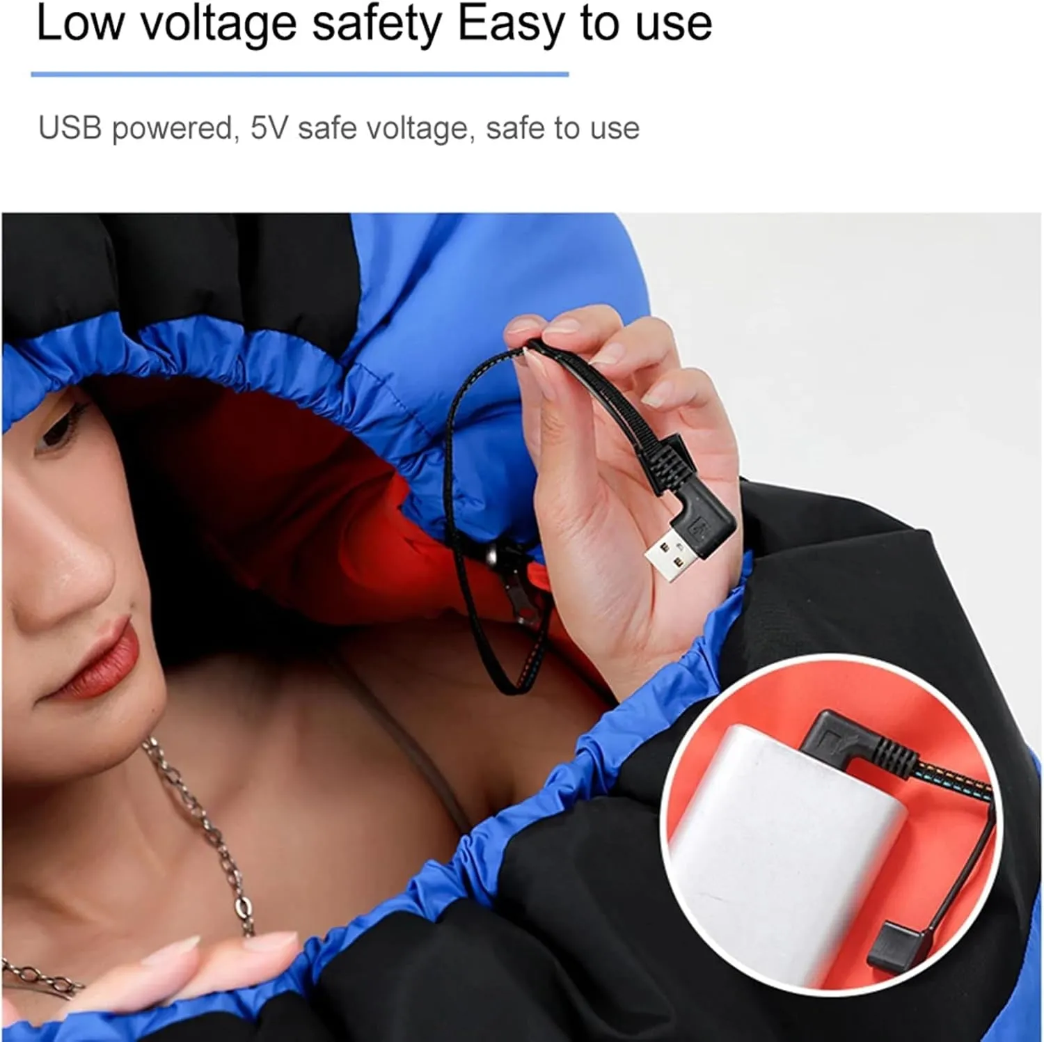 Winter Electric Sleeping Bag for Camping USB Heated Sleeping Bag Lightweight Down Sleeping Bag Mummy Style with Compression Bag for Cool Weather