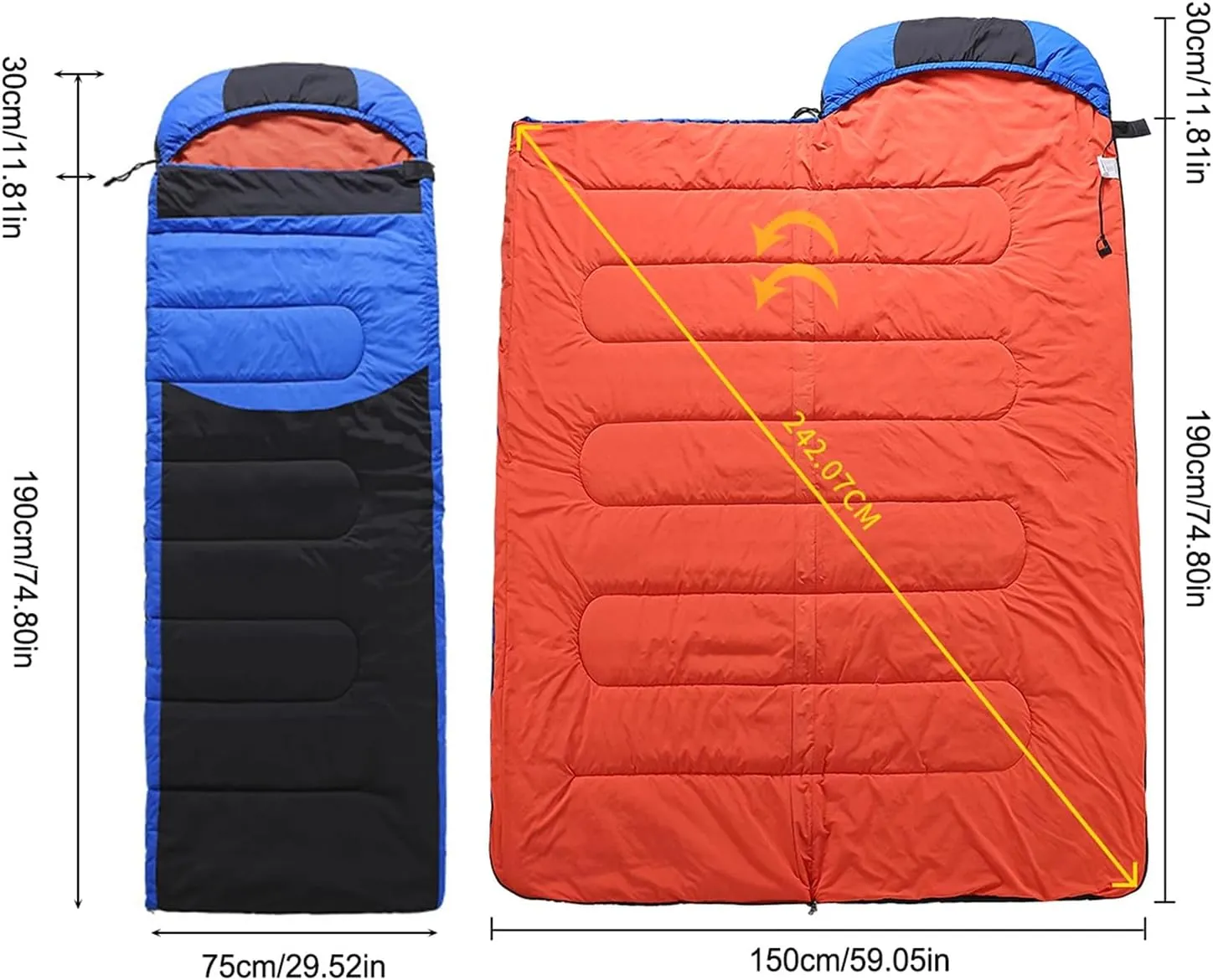 Winter Electric Sleeping Bag for Camping USB Heated Sleeping Bag Lightweight Down Sleeping Bag Mummy Style with Compression Bag for Cool Weather