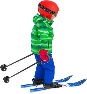 Winter Sports Skiing Cross Country Backyard Ski Set for Kids Beginner, Snow Skis with Poles and Bindings, Load-Bearing Capacity 110.23 lbs