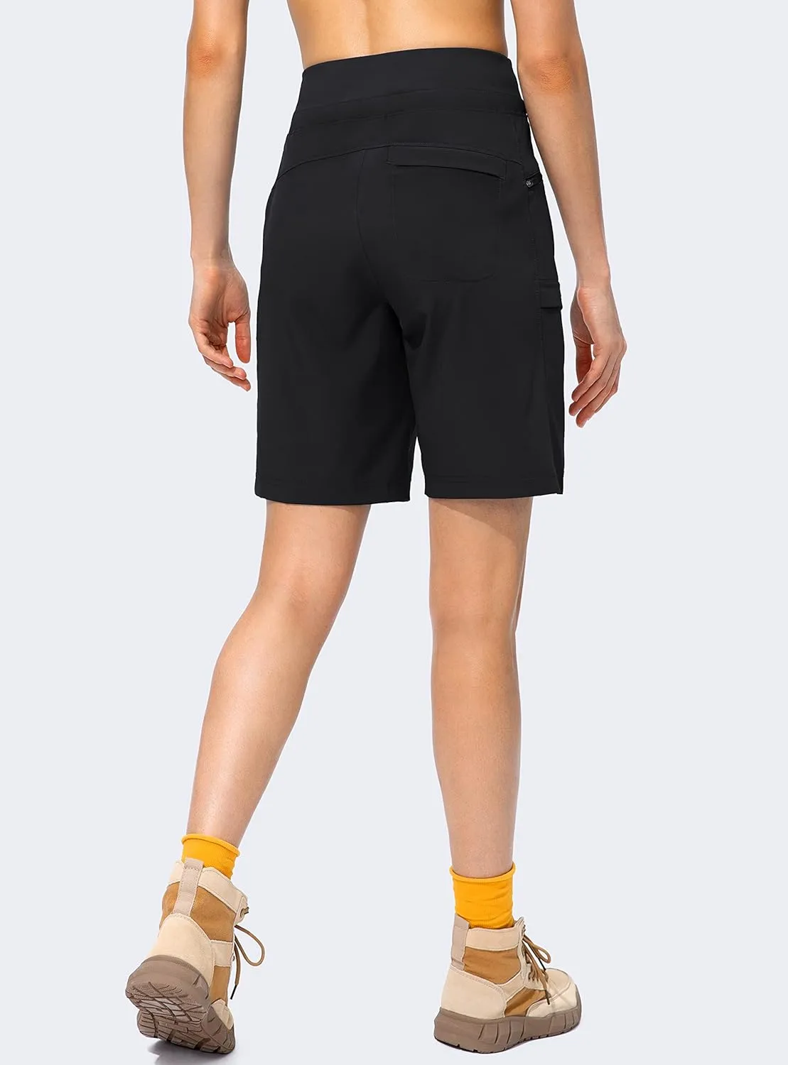 Women's Hiking Long Shorts 9" Quick Dry Cargo Bermuda Shorts Lightweight Knee Length with Zipper Pockets for Women