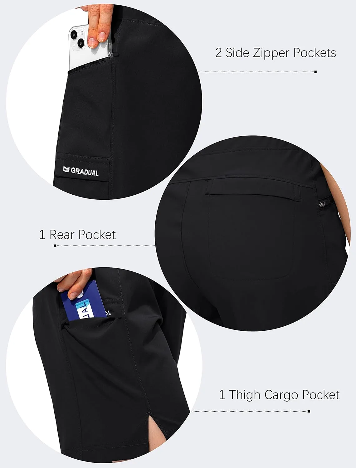 Women's Hiking Long Shorts 9" Quick Dry Cargo Bermuda Shorts Lightweight Knee Length with Zipper Pockets for Women
