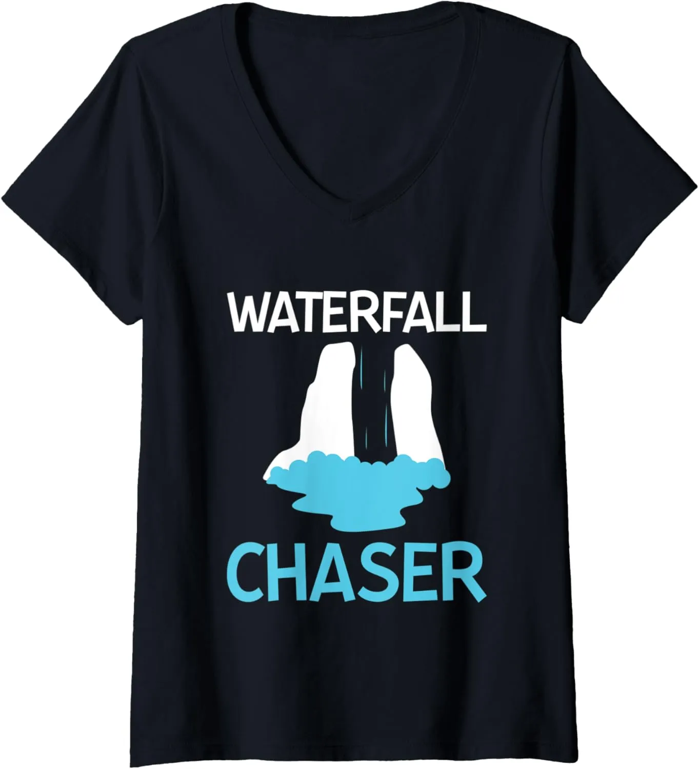 Womens Waterfall Chaser Water Hiking Hiker Trekking Outdoor Nature V-Neck T-Shirt