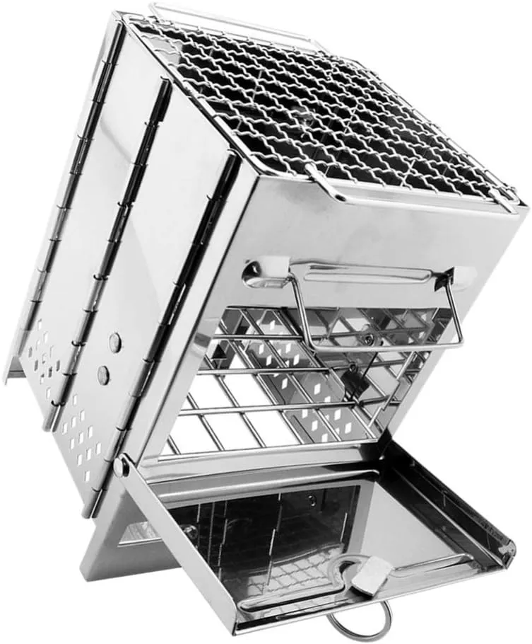 Wood Burning Camp Stove Camping Rack Folay Barbecue Portable Grill Foldable