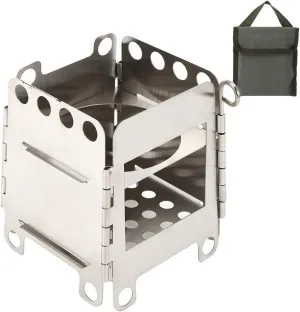 Wood Burning Camp Stove, Portable Stainless Steel Camping Wood Stove for Hiking Camping Picnic Stove, Backpacking Outdoor Cooking