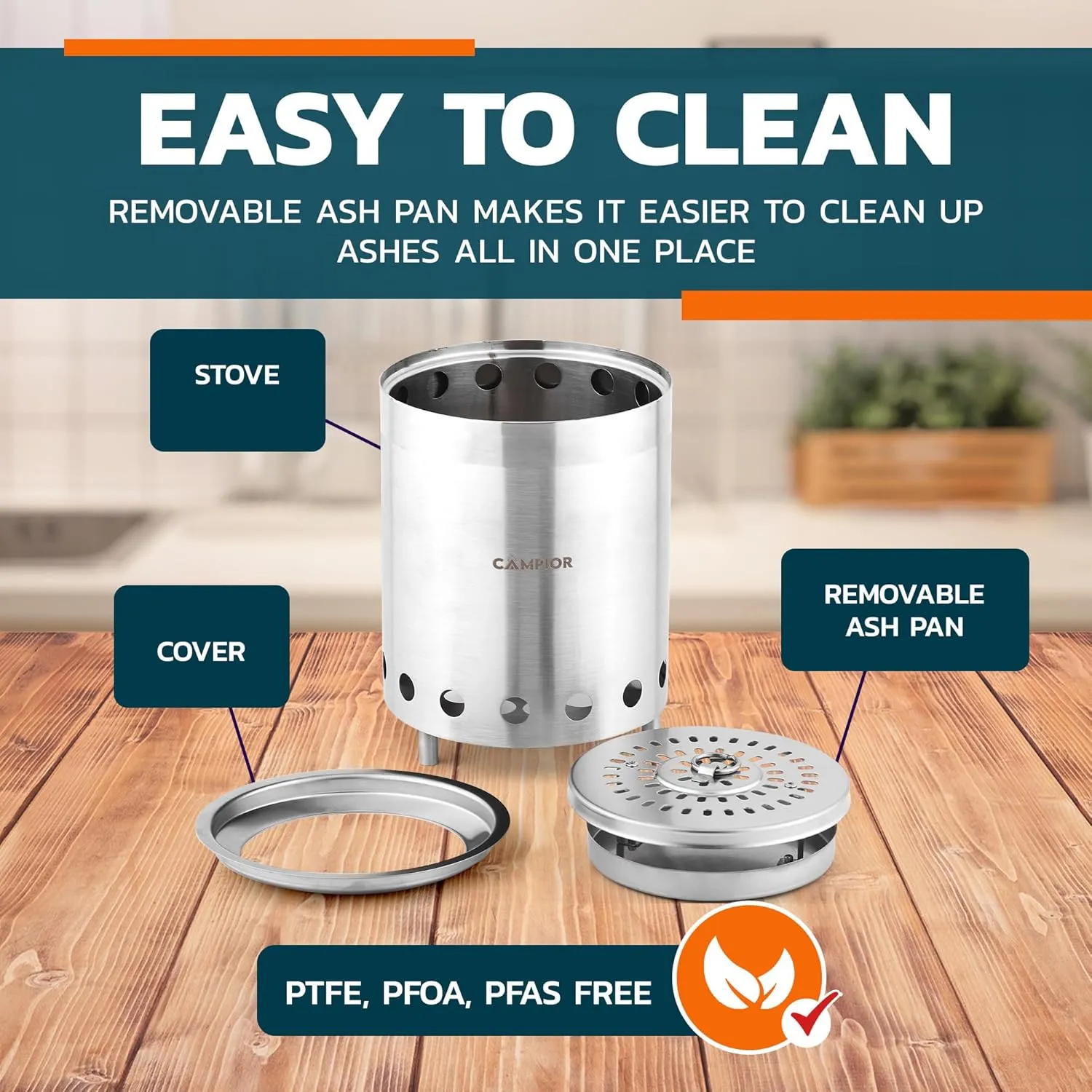 Wood Burning Fire Pit Stove - Smokeless Outdoor Stove for Efficient Wood Fires, Camping, Cooking, and Garden Gatherings, Durable, Stainless Steel with Removable Ash Pan, Stand and Carry Bag