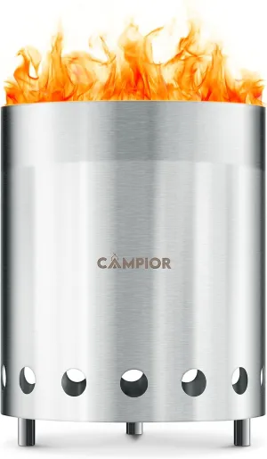 Wood Burning Fire Pit Stove - Smokeless Outdoor Stove for Efficient Wood Fires, Camping, Cooking, and Garden Gatherings, Durable, Stainless Steel with Removable Ash Pan, Stand and Carry Bag