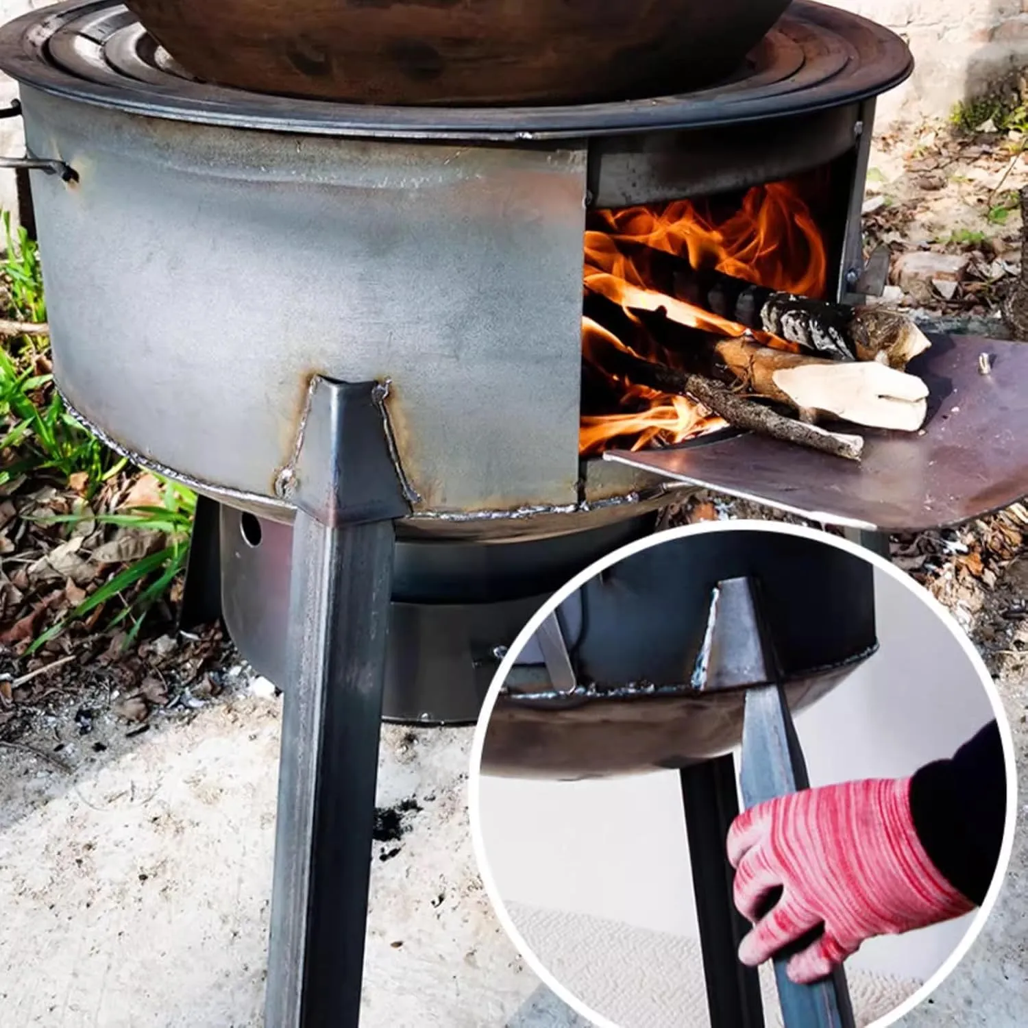 Wood Burning Stove Chimney Kit, Wood Stove Camping, Portable Wood Stove for Camping Ice-fishing Cookout Hiking Travel, Made of Cold Rolled Steel, Sturdy and Stable(73 * 75cm)