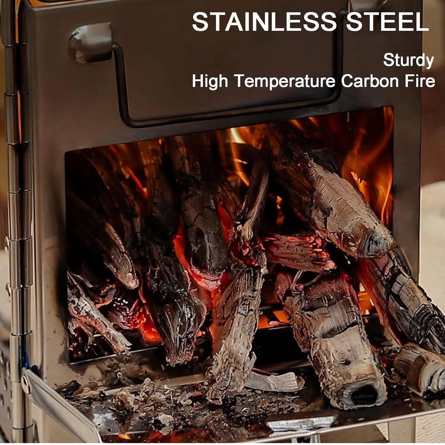 Wood Burning Stove, Folding Stove, Portable Camping Stove with BBQ Grill   Storage Bag, for Outdoor Cooking Camping Picnic BBQ, Lightweight Stainless Steel Rocket Stove(Small)