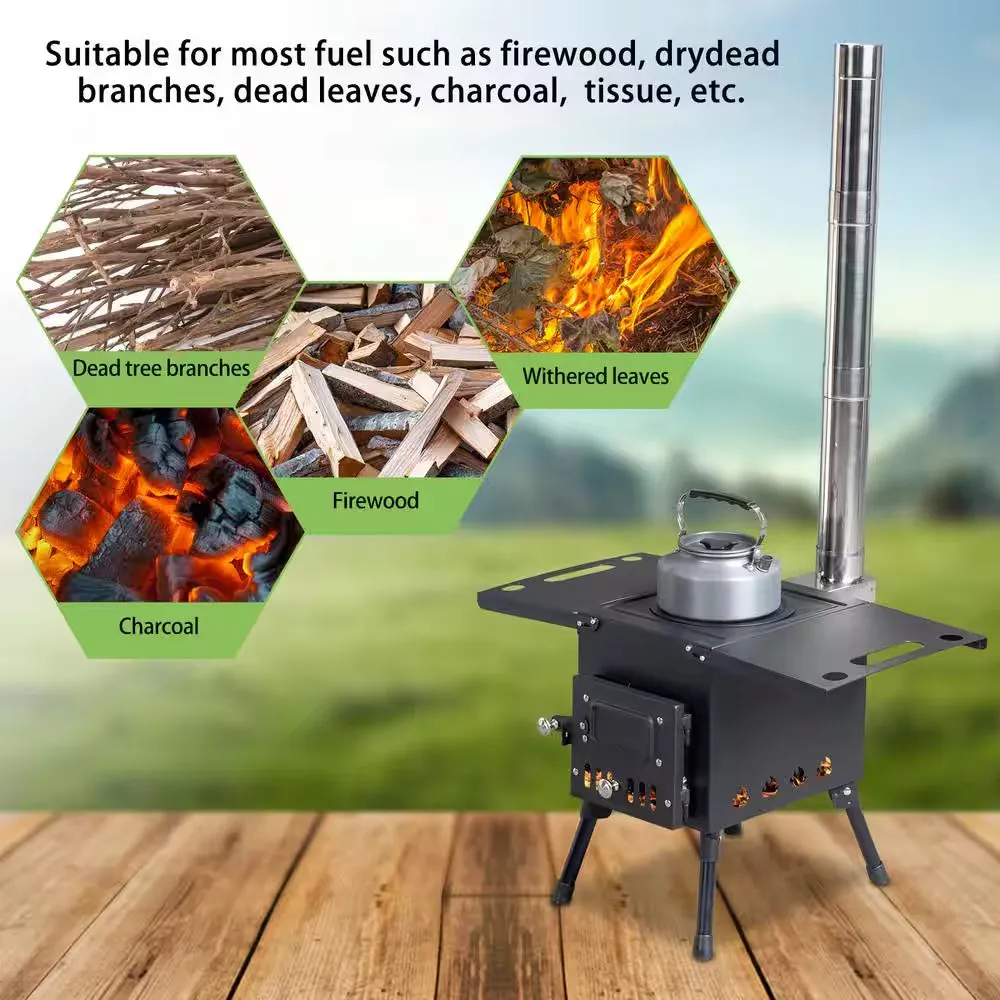 Wood for Stove Picnic Burning Cyber Monday deal Steel Hiking Camping with Chimney State-of-the-art