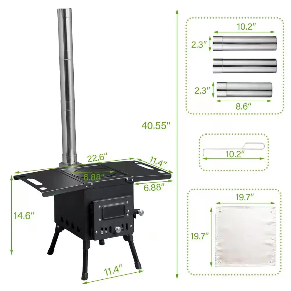 Wood for Stove Picnic Burning Cyber Monday deal Steel Hiking Camping with Chimney State-of-the-art