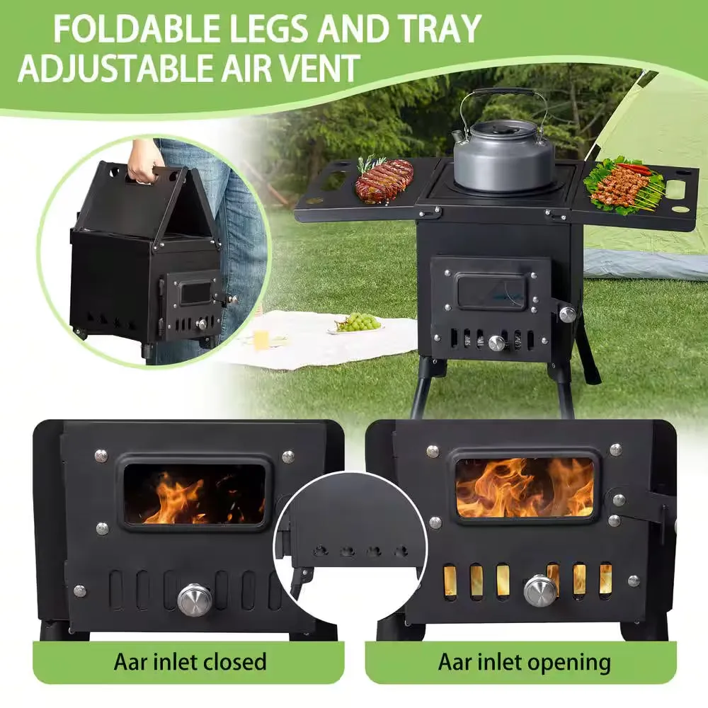 Wood for Stove Picnic Burning Cyber Monday deal Steel Hiking Camping with Chimney State-of-the-art