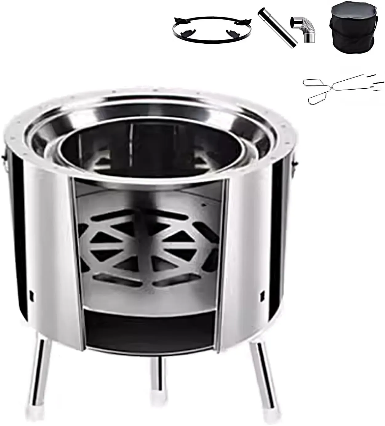 Wood Stove Camping Portable, Camp Stove Backpacking Small, Wood Burning Stove Outdoor for Turkey Fry, Seafood Boil, Homebrewing no Installation Foldable Feet