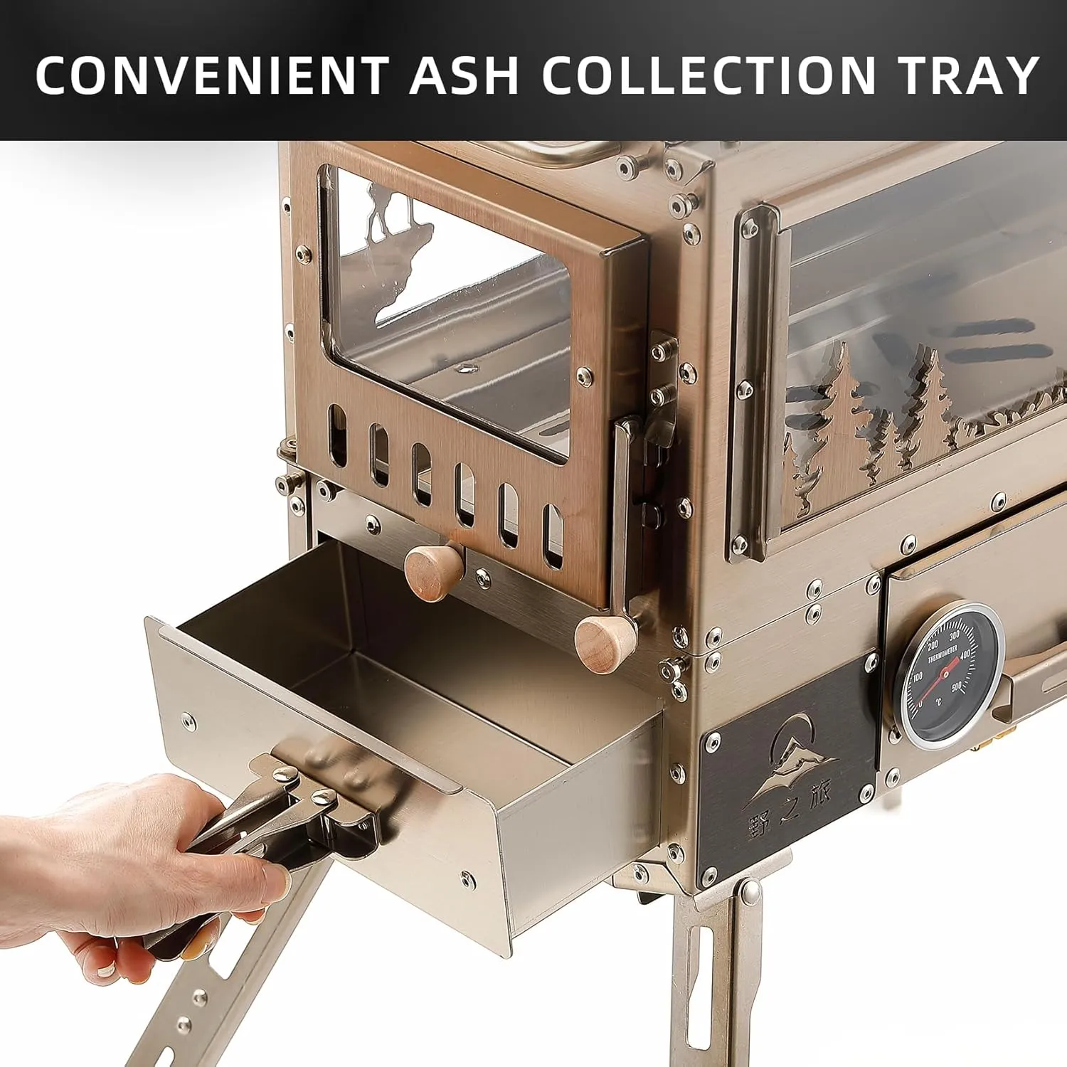 Wood Stove Wood Burning Stove Hot Tent Stove, Stainless Steel Portable Camping Stove with Oven & Camping Table and 6 Chimney Pipe for Outdoor, Camping, Cooking, Tents, Car Travel