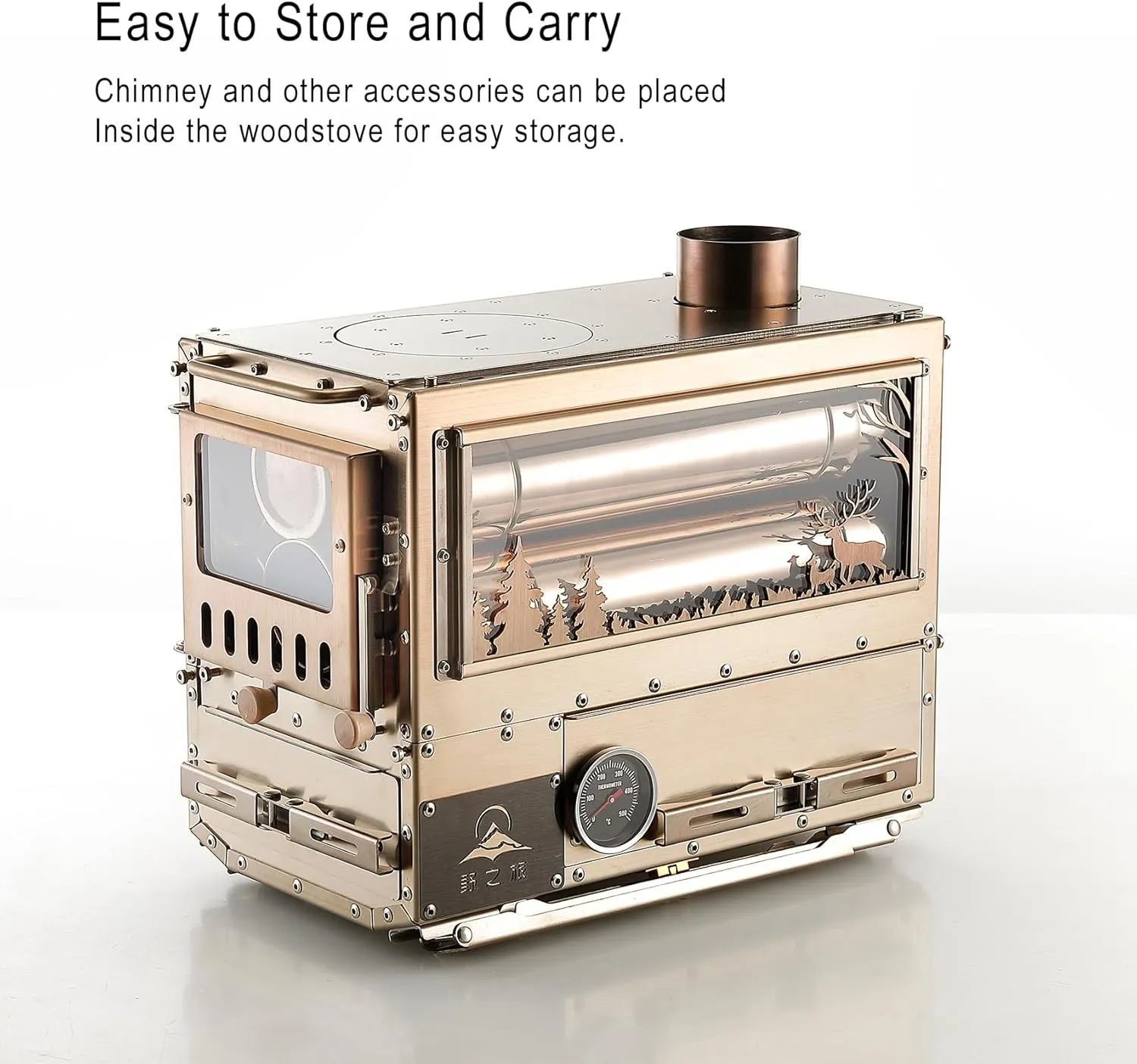 Wood Stove Wood Burning Stove Hot Tent Stove, Stainless Steel Portable Camping Stove with Oven & Camping Table and 6 Chimney Pipe for Outdoor, Camping, Cooking, Tents, Car Travel