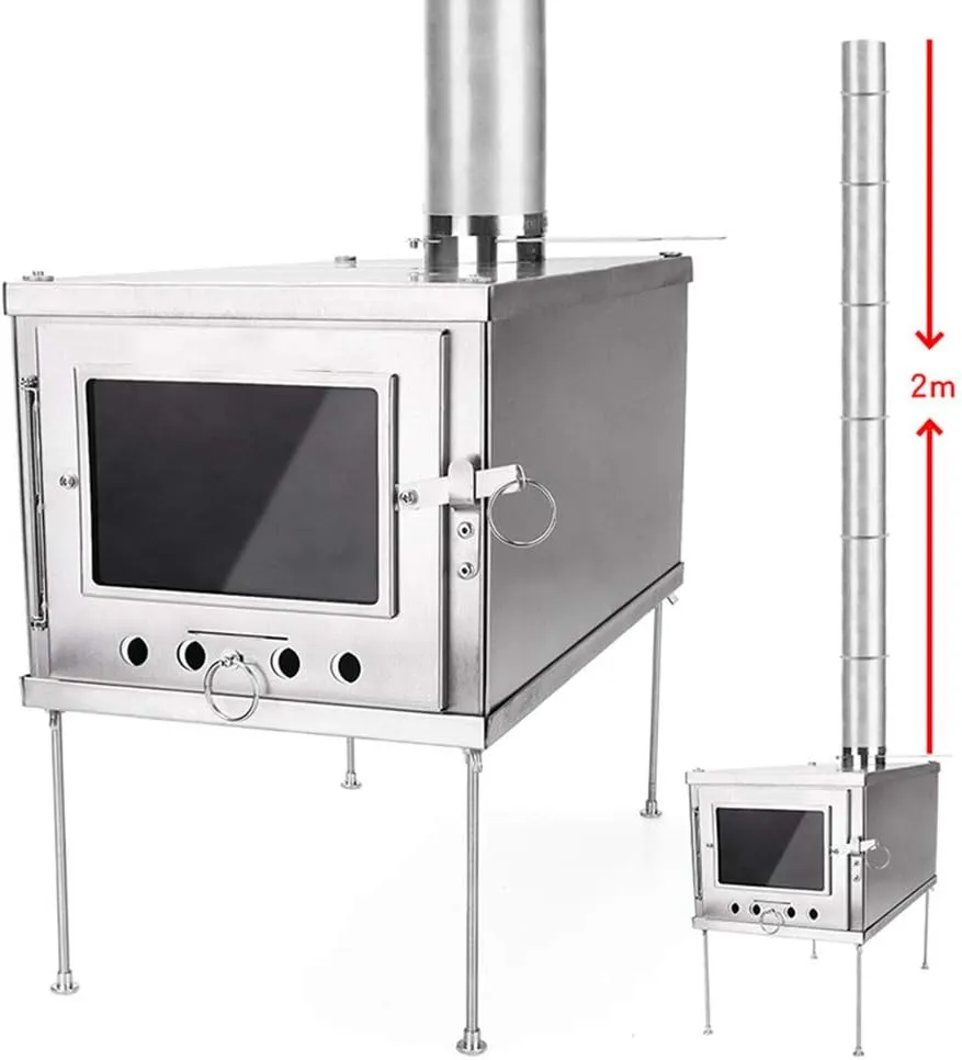 Wood Stove,Camping Stove Foldable Burning Stove,Backpacking Outdoor Tent Heating with Pipes/2M