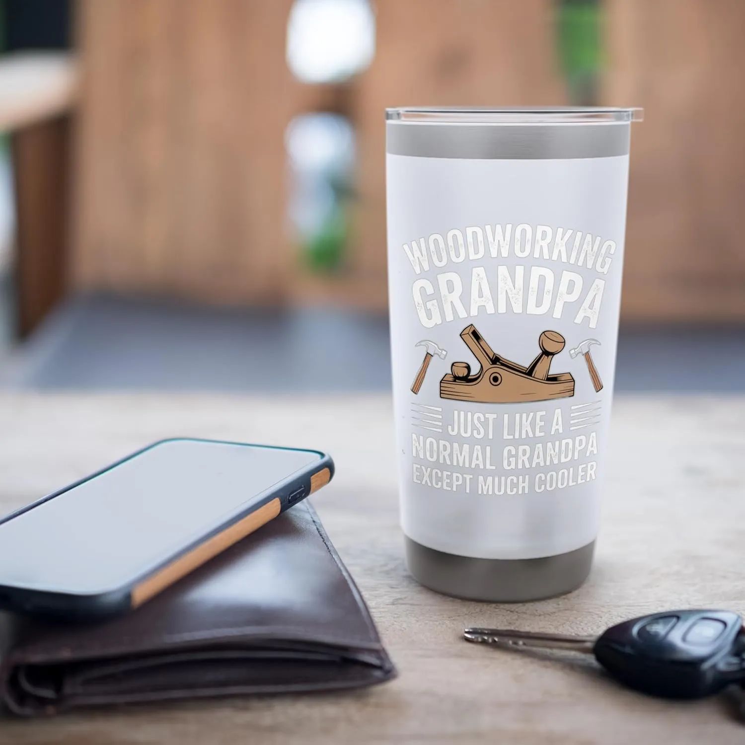 Woodworker Grandpa Wood Carving Cool Woodworking Stainless Steel Insulated Tumbler