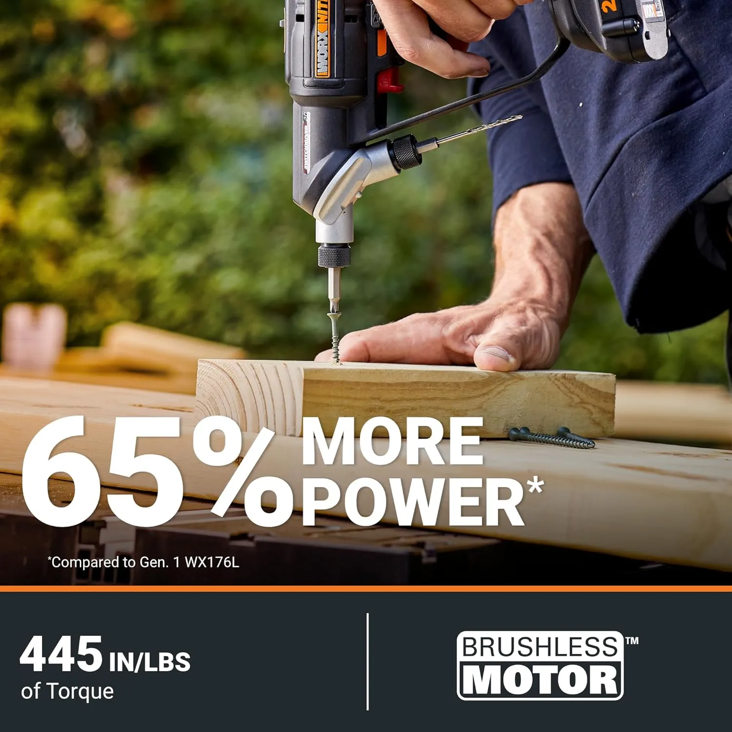 Worx Nitro 20V SwitchDriver 2.0 - 2-in-1 Brushless Cordless Drill Driver With Rotatable Dual 1/4" Chucks, Compact Design, Digital Torque Setting WX177L (Battery & Charger Included)