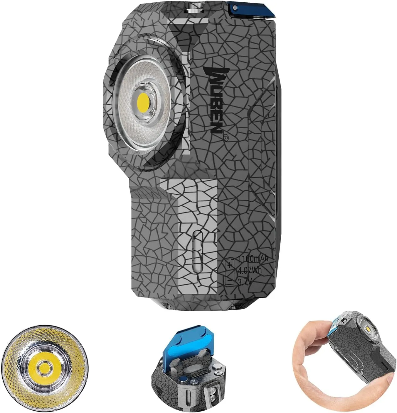 WUBEN X0 Rechargeable Mini Flashlight with Magnet, 900 Lumens Pocket EDC Flashlights, 175° Floodlight Right Angle Flashlight, Super Bright Small LED Flashlights for Camping, Inspection, Repair