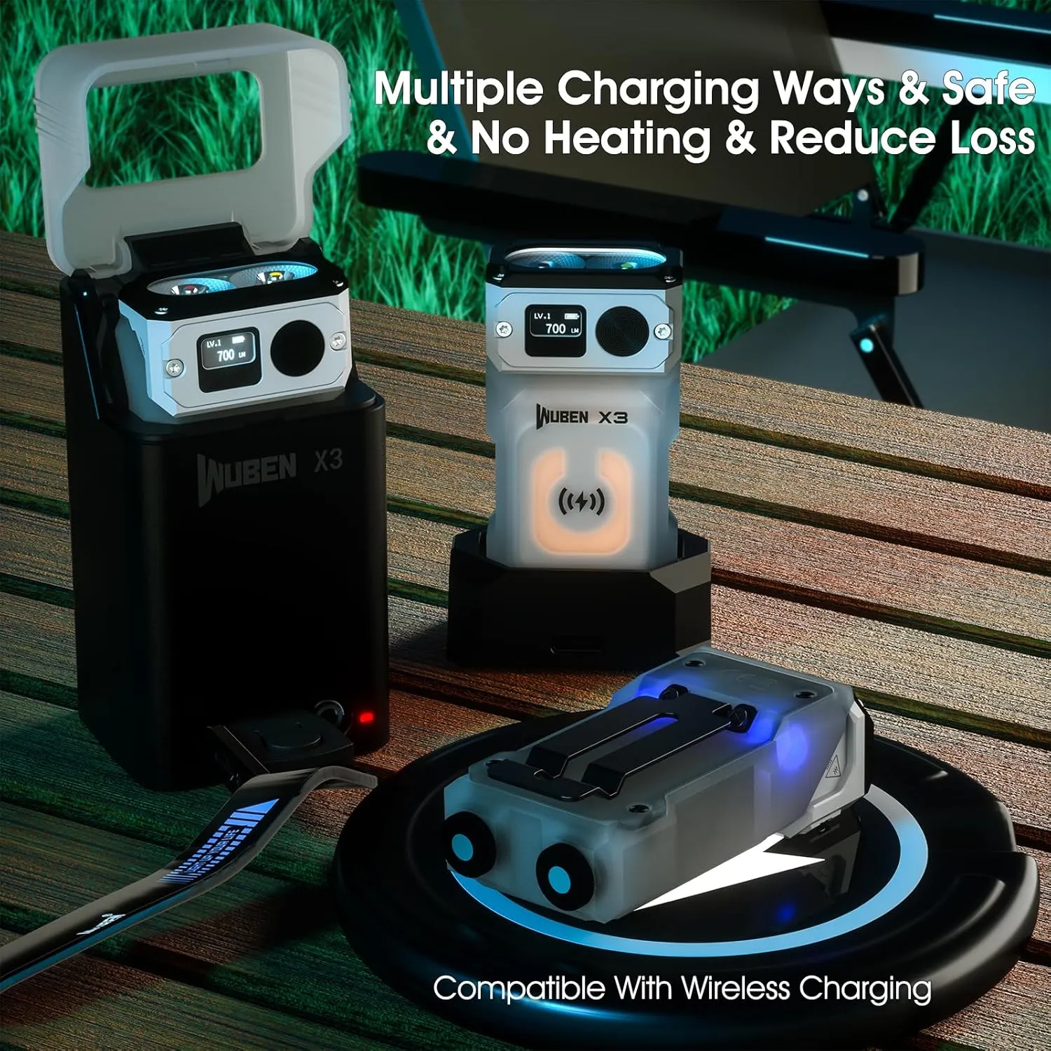 WUBEN X3 Mini Flashlight with Rechargeable Charging Box 180 Degree EDC Keychain Flashlight Twist Ip65 Waterproof Magnet Pocket Flashlight 10 Mode Type-C Lanyard for Camping, Outdoor, Inspection, Gift