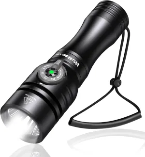 Wurkkos DL02 Scuba Diving Light,3000 Lumens Dive Light with Rotary Magnetic Switch,IPX8 Waterproof 496M Long Throw 100M Underwater 3 Lighting Modes Submersible Flashlight for Night Diving
