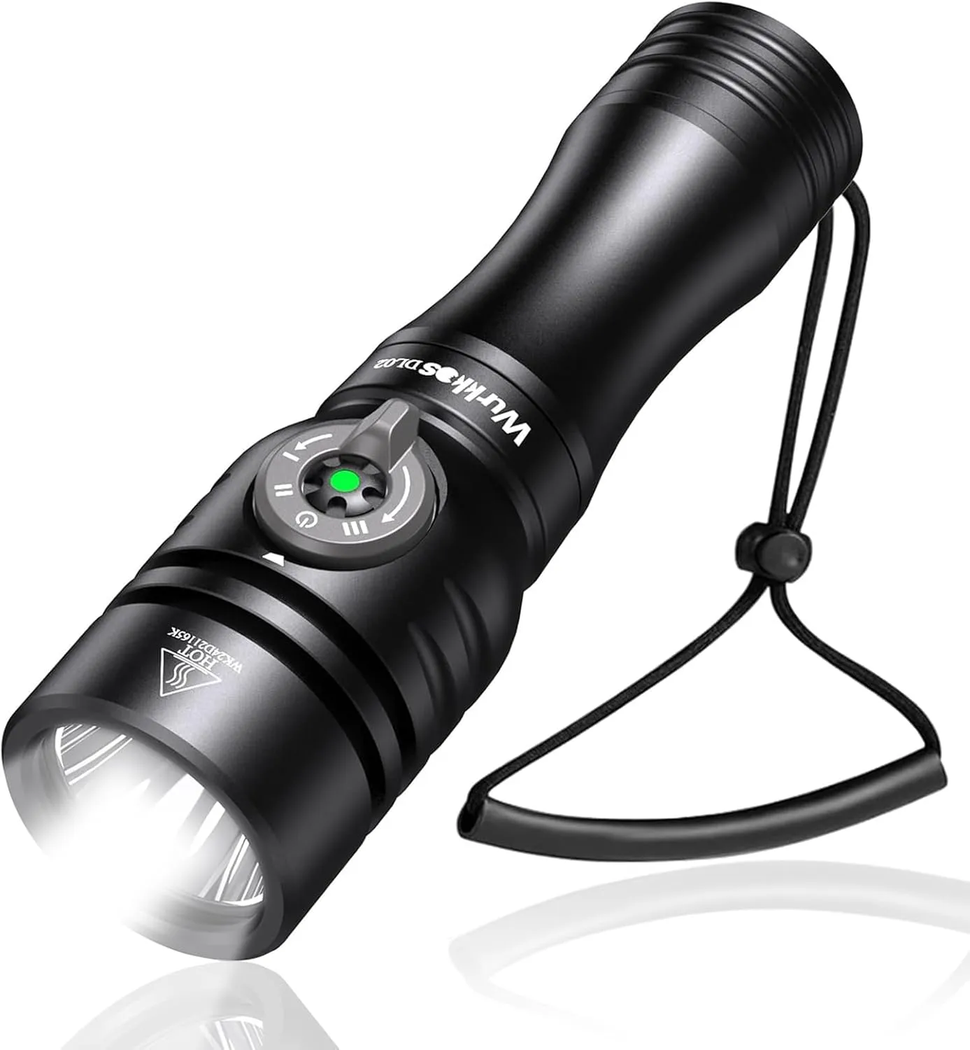 Wurkkos DL02 Scuba Diving Light,3000 Lumens Dive Light with Rotary Magnetic Switch,IPX8 Waterproof 496M Long Throw 100M Underwater 3 Lighting Modes Submersible Flashlight for Night Diving