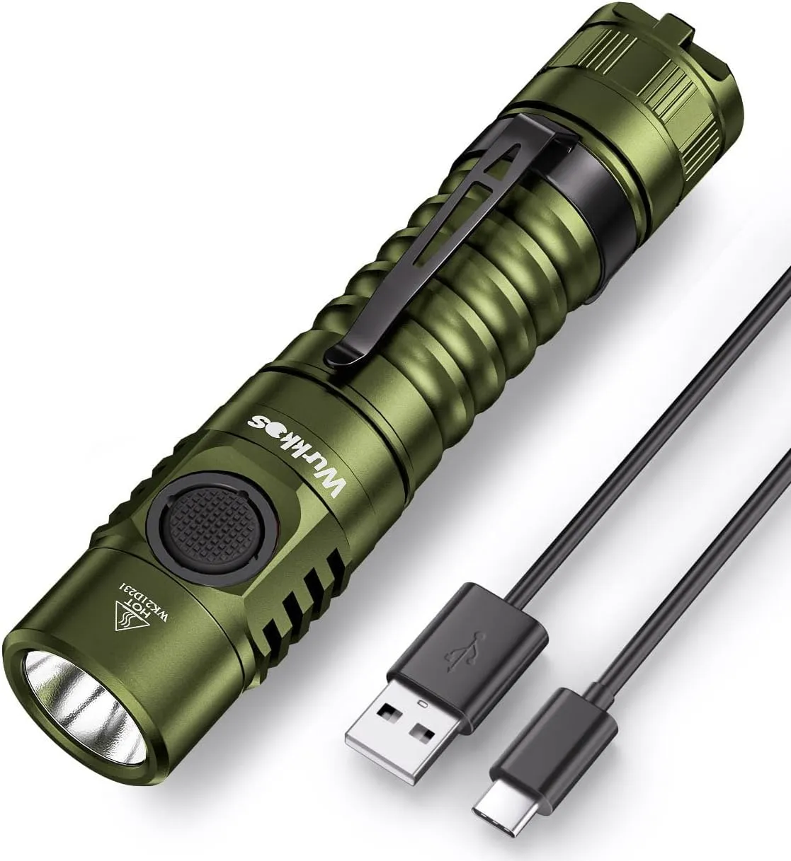Wurkkos FC11 Rechargeable LED Flashlights Max 1300Lumen High 90CRI EDC Flash Light USB C Charge,IP67 Waterproof Torch, Magnetic Tailcap, Great for Dog Walking Home use Emergency(Green-4000K)