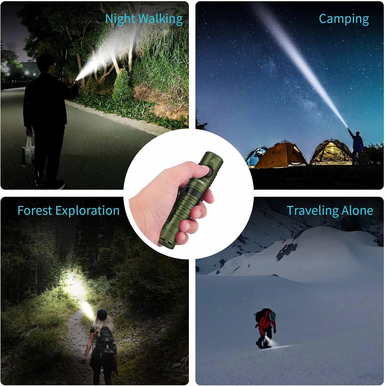 Wurkkos FC11 Rechargeable LED Flashlights Max 1300Lumen High 90CRI EDC Flash Light USB C Charge,IP67 Waterproof Torch, Magnetic Tailcap, Great for Dog Walking Home use Emergency(Green-4000K)