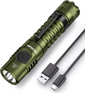 Wurkkos FC11 Rechargeable LED Flashlights Max 1300Lumen High 90CRI EDC Flash Light USB C Charge,IP67 Waterproof Torch, Magnetic Tailcap, Great for Dog Walking Home use Emergency(Green-4000K)