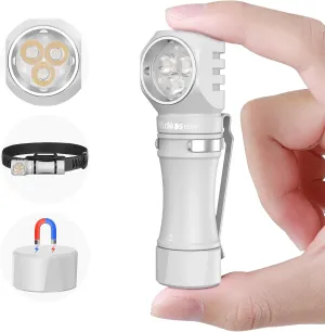 Wurkkos HD10 Flashlight Rechargeable 1200 Lumens Small, Magnet - Right Angle Flashlights with Anduril 2.0 RGB UI, IP68 Waterproof for Headlamp Use,Working,Hiking,Climbing-White-6000K