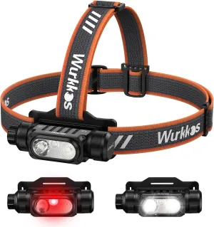 Wurkkos HD16 Headlamp Rechargeable 2500 Lumens, Powerful Light weight Head Flashlight with Throw White, Flood White Light and 660nm Red Light, IP66 Waterproof, USB-C Charging for Camping, Hiking, Work