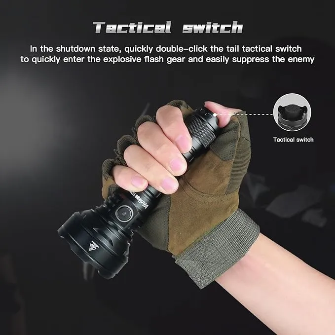 Wurkkos LED Tactical Flashlight Rechargeable - TD01C Tactical Flashlight High Lumens SFT40 LED Super Bright 1800LM with Buck Regulated Driver IP68 1000M Longest Range USB C