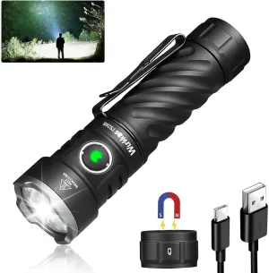 Wurkkos TS26S Small Powerful Flashlight,3100 High Lumens Rechargeable LED Flashlight 95CRI,Magnetic Tail Cap,191 Meters 5000K Boost Constant Current,IP68 Waterproof for Dog Walking,Camping,Emergency