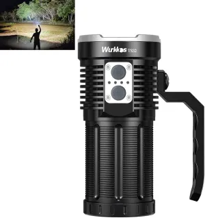Wurkkos TS32 Rechargeable LED Flashlight - 13000 High Lumen, IP68 Waterproof, 12 * 519A & 1* LED, Emergency Support Discharge, Dual Switch for Camping Hiking