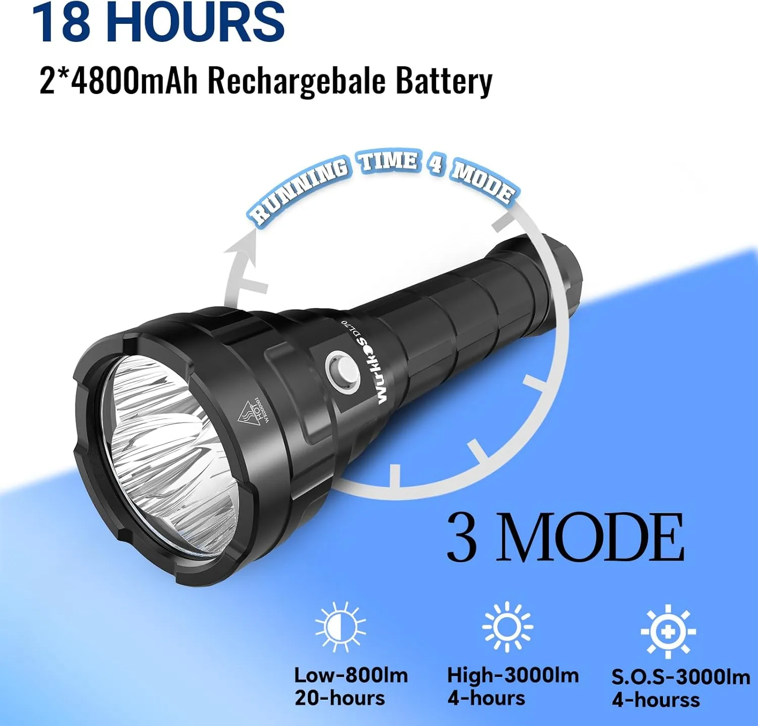Wurrkos DL70 Dive Light,13000 Lumen Super Bright Scuba Diving Light with 4pcs Led Dive Lights,IPX8 Waterproof Dive Torch Underwater 328ft,4 Mode Night Dive Flashlight for Submarine Deep Sea Cave