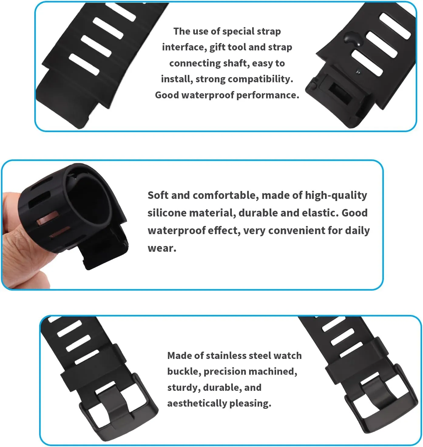 XLander Rubber Watch Bands Compatible Fit for Suunto X-Lander 22mm×26mm Replacement Silicone Strap Wirstband for Men and Women Waterproof Bracelet Watch accessories