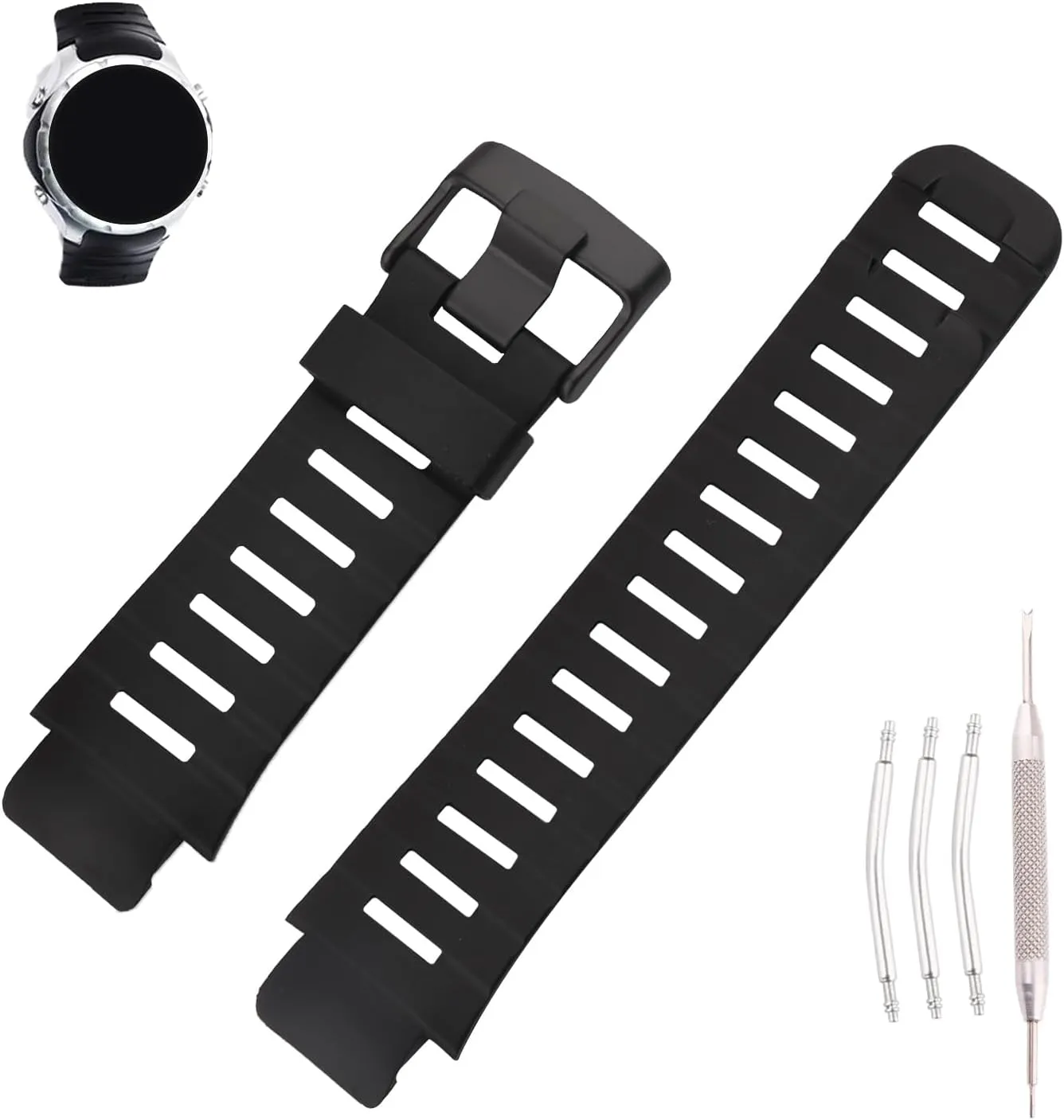 XLander Rubber Watch Bands Compatible Fit for Suunto X-Lander 22mm×26mm Replacement Silicone Strap Wirstband for Men and Women Waterproof Bracelet Watch accessories