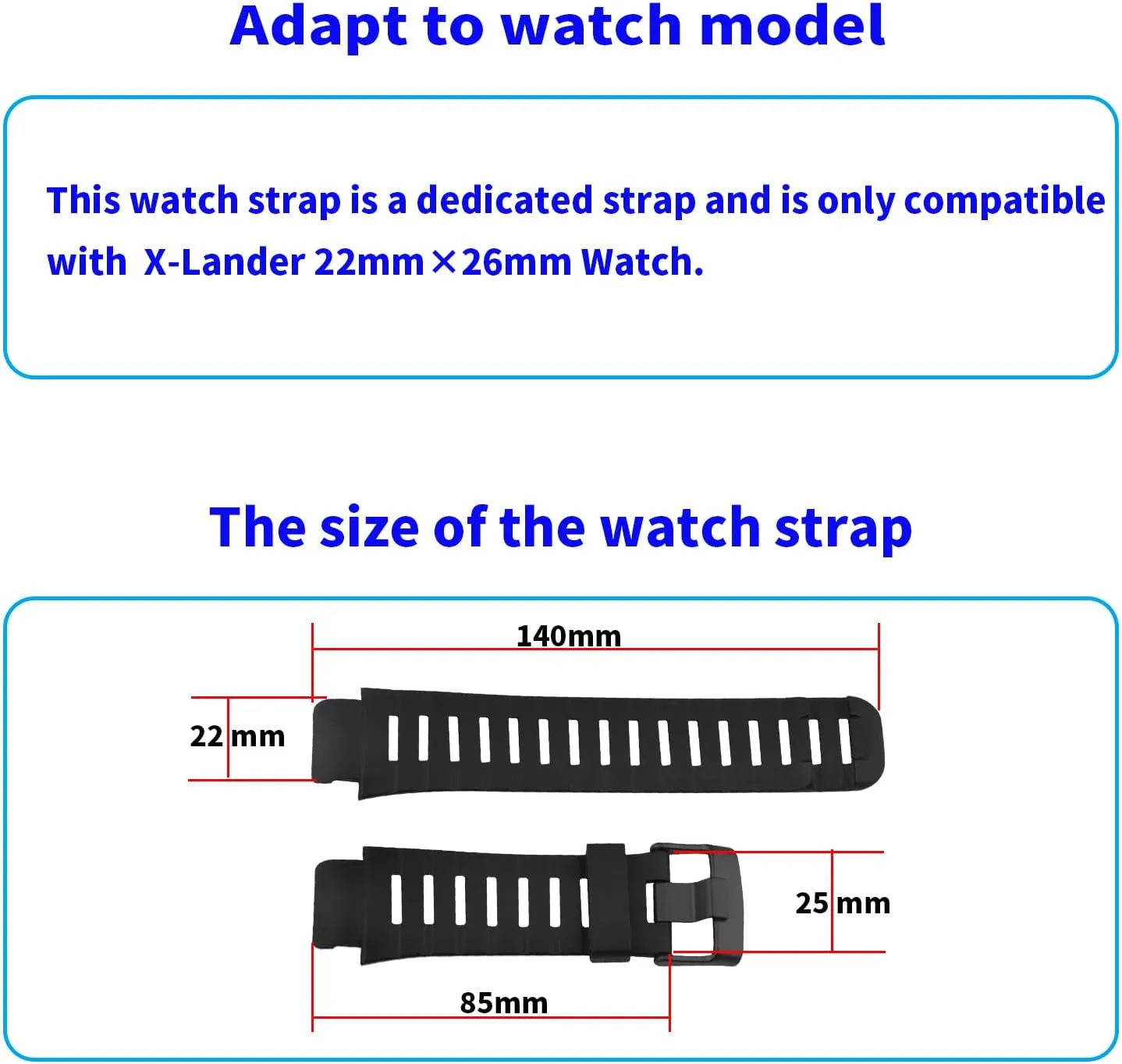 XLander Rubber Watch Bands Compatible Fit for Suunto X-Lander 22mm×26mm Replacement Silicone Strap Wirstband for Men and Women Waterproof Bracelet Watch accessories