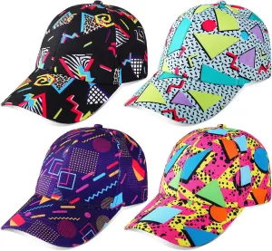 Xtinmee 4 Pack Retro 80s 90s Neon Trucker Hat Baseball Caps for Men Women Back to 80s 90s Hats Adjustable Unisex Caps for Summer Travel Beach Disco Party Favor Festival Birthday Gift, Multi Neon Color