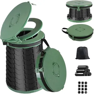 XXL Portable Toilet -19.7" H 15" D Adjustable Foldable Camping Toilet, Luggable Loo with Lid, Strap,Toilet Bag for Camping, Hiking, Travel and Car with Carry Bag