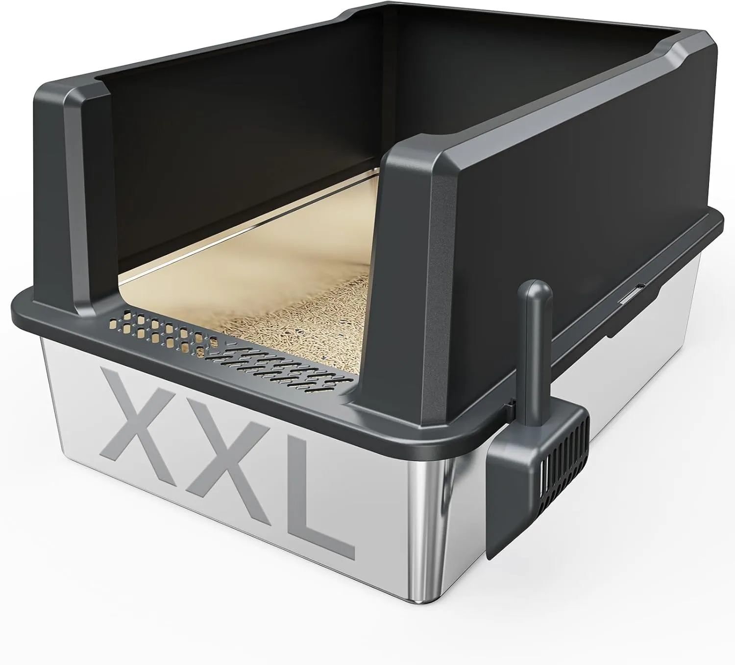 XXL Stainless Steel Cat Litter Box Extra Large 28"x20.5"x14" Metal Litter Box High Sides for Big Cats&Multiple Cats, Jumbo with lid Easy to Clean, No Odor, Anti-Urine Leakage, Non-Sticky