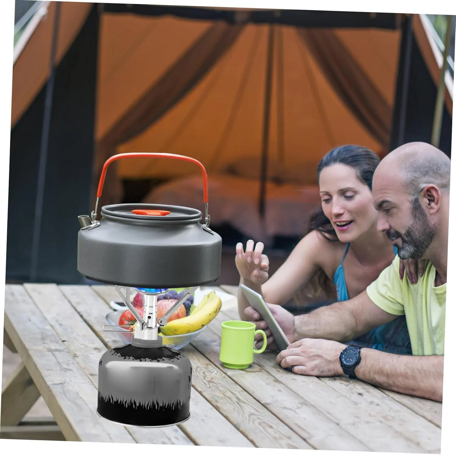 Yardwe 2pcs Portable Mini Stainless Steel Camping Gas Stove Leak Outdoor Cooking Head Folding Picnic Stove High-temperature Resistance Compact Design for Hiking Outdoor Adventures