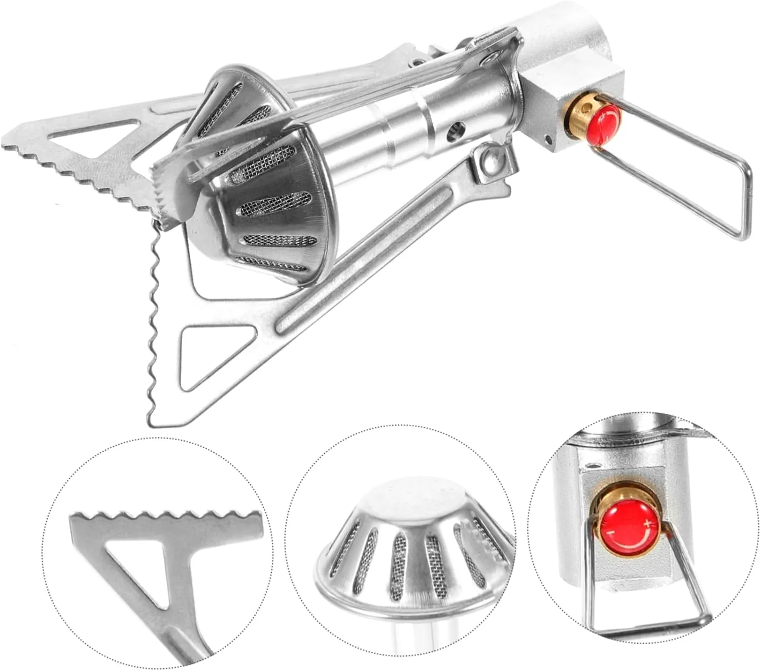 Yardwe 2pcs Portable Mini Stainless Steel Camping Gas Stove Leak Outdoor Cooking Head Folding Picnic Stove High-temperature Resistance Compact Design for Hiking Outdoor Adventures
