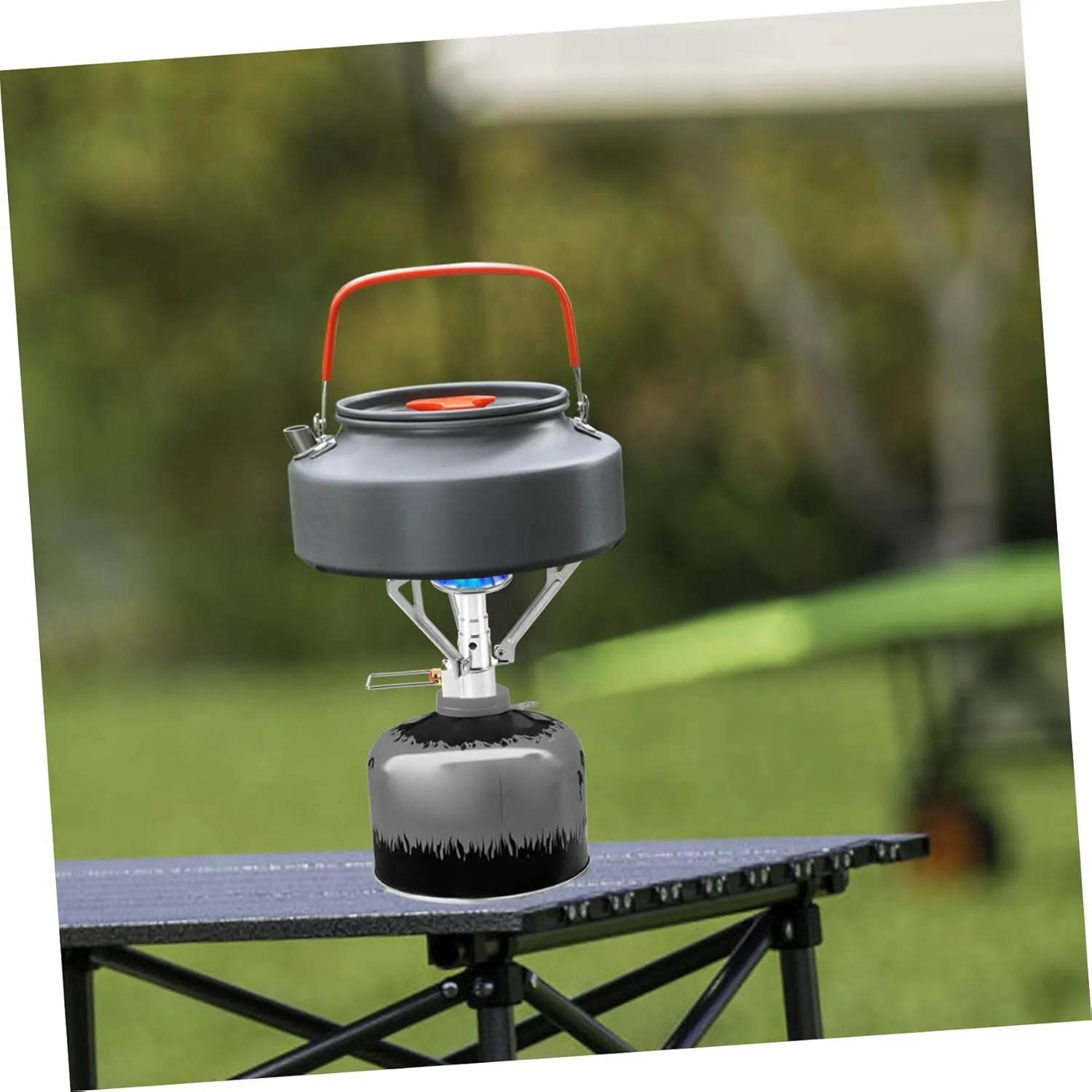 Yardwe 2pcs Portable Mini Stainless Steel Camping Gas Stove Leak Outdoor Cooking Head Folding Picnic Stove High-temperature Resistance Compact Design for Hiking Outdoor Adventures