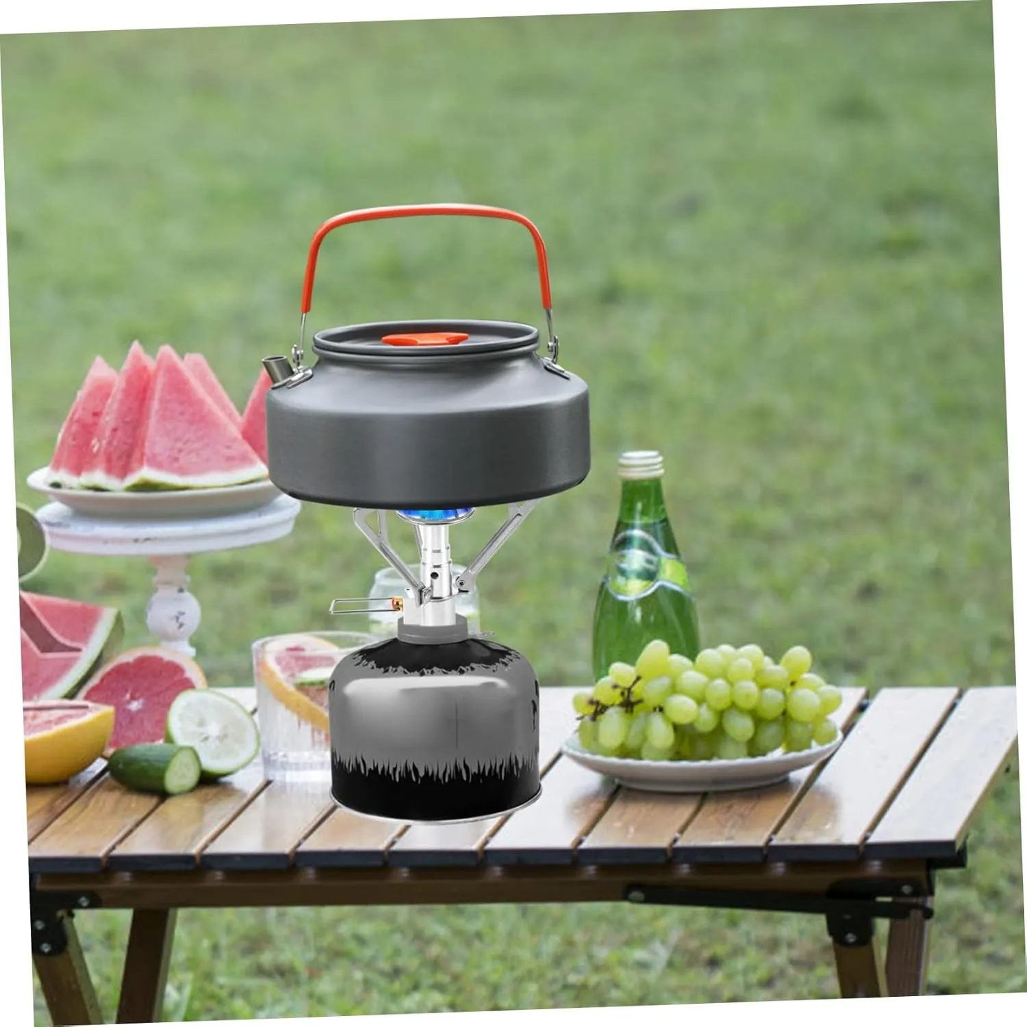Yardwe 2pcs Portable Mini Stainless Steel Camping Gas Stove Leak Outdoor Cooking Head Folding Picnic Stove High-temperature Resistance Compact Design for Hiking Outdoor Adventures