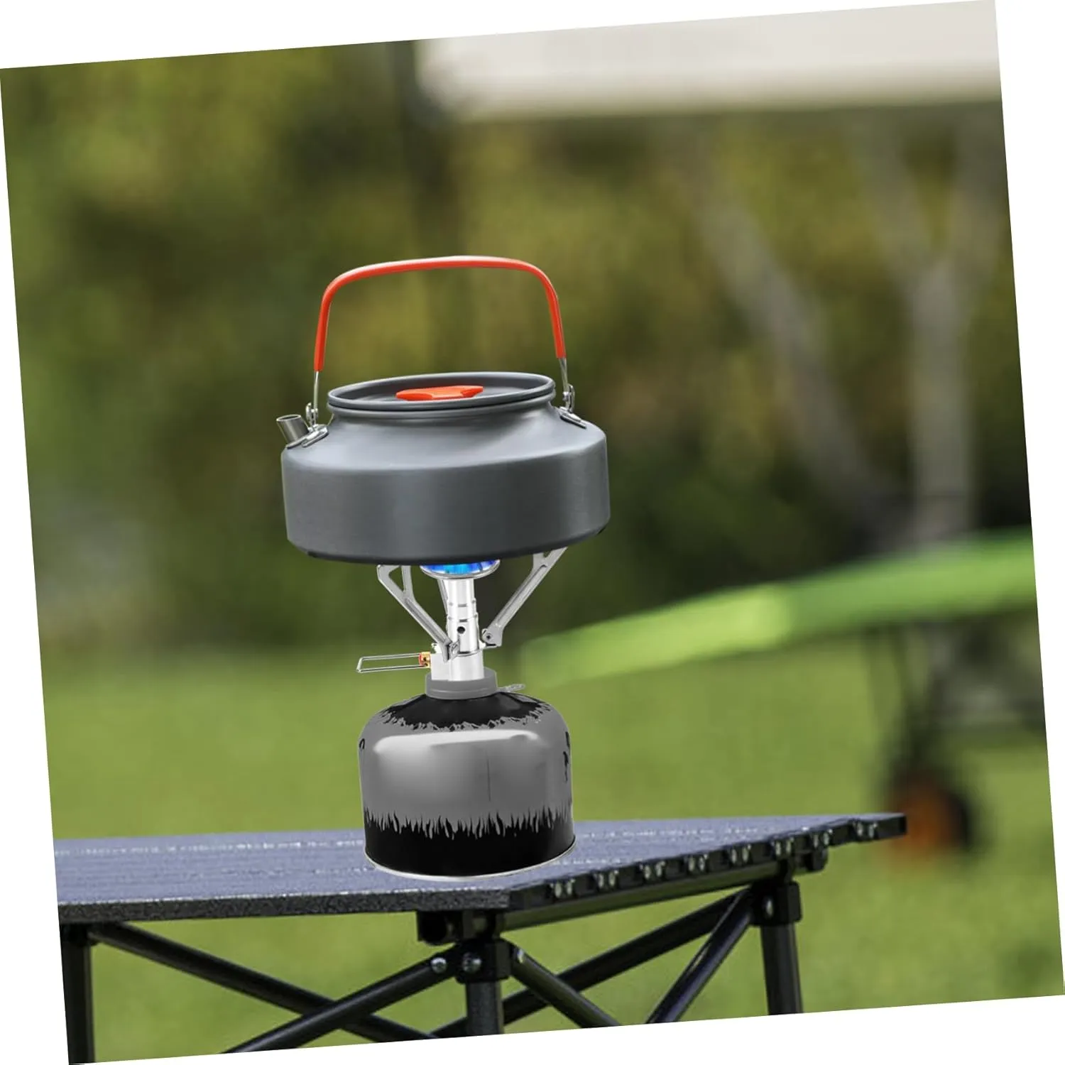 Yardwe 3pcs Portable Mini Stainless Steel Camping Gas Stove Leak Outdoor Cooking Cooker Compact Folding Design for Picnics Material Efficient Cooking