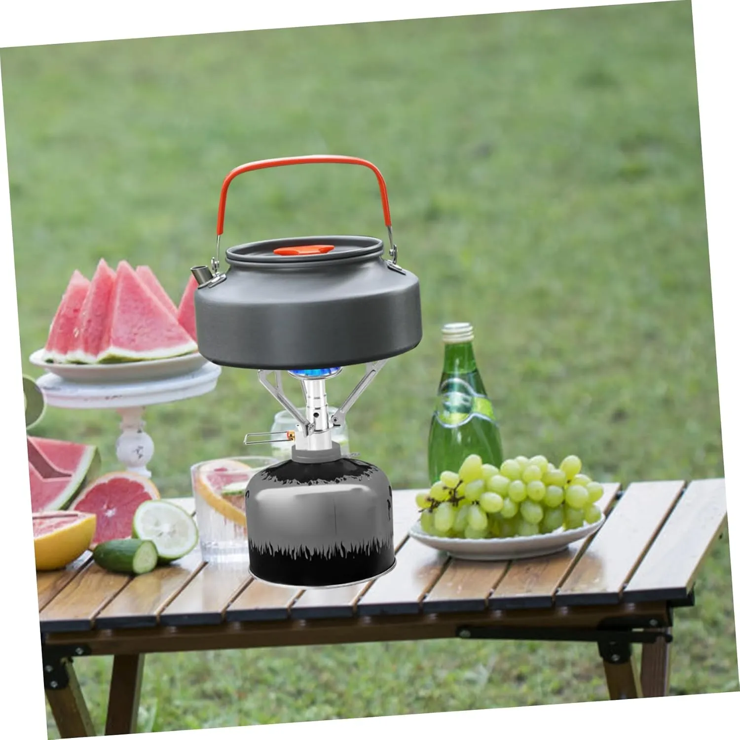 Yardwe 3pcs Portable Mini Stainless Steel Camping Gas Stove Leak Outdoor Cooking Cooker Compact Folding Design for Picnics Material Efficient Cooking
