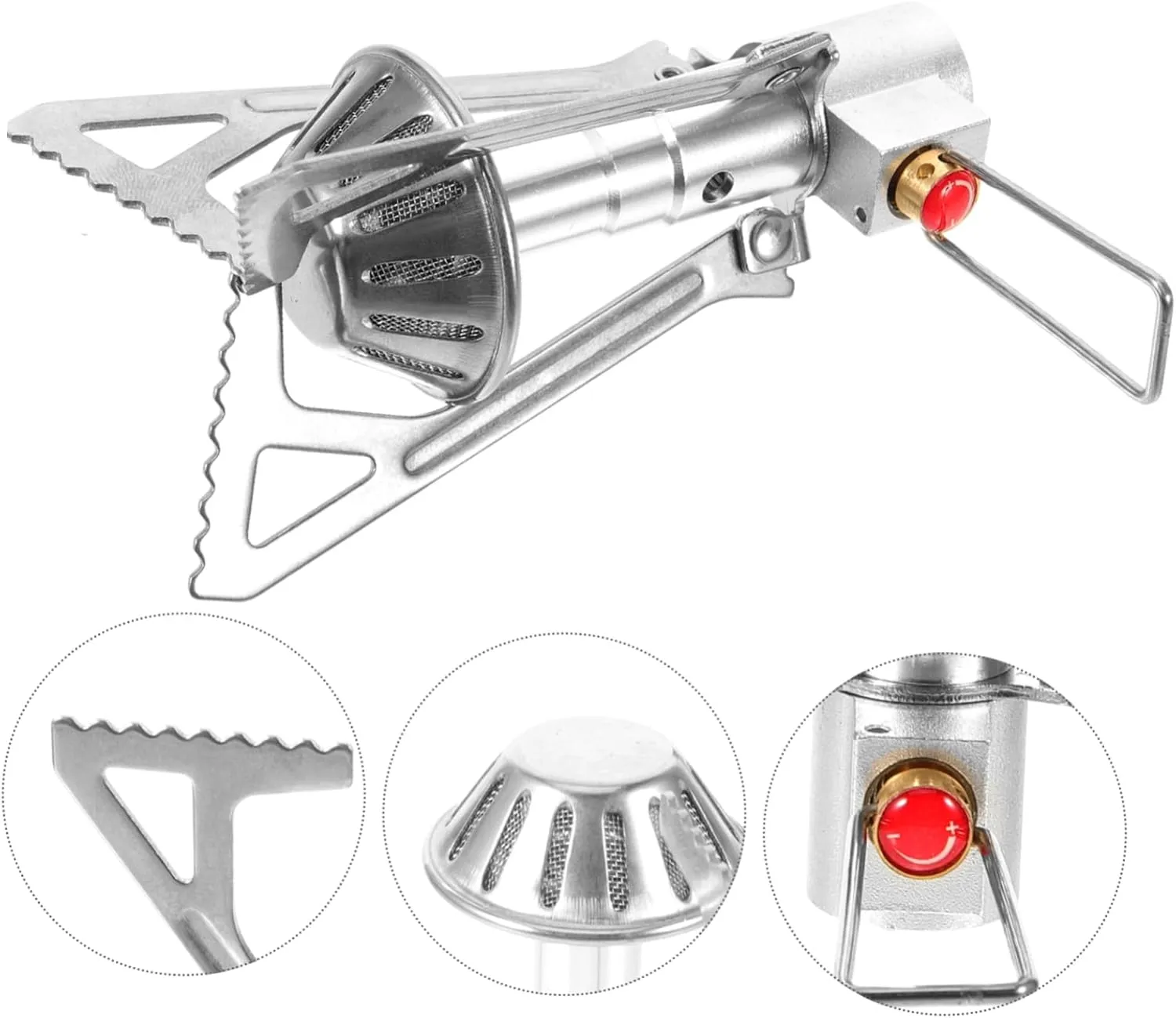 Yardwe 3pcs Portable Mini Stainless Steel Camping Gas Stove Leak Outdoor Cooking Cooker Compact Folding Design for Picnics Material Efficient Cooking