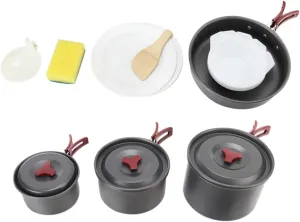 YARNOW Camping Cookware Set 4-5 Person Folding Pot Pan Easy to Carry for Hiking Picnic