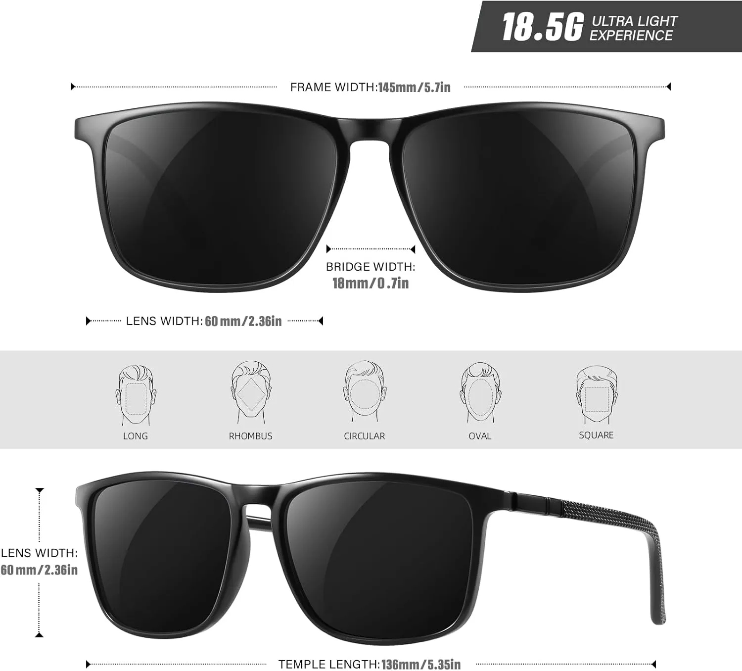 YDAOWKN Polarized Sunglasses for Men Lightweight Frame with UV Protection for Driving Fishing Golf